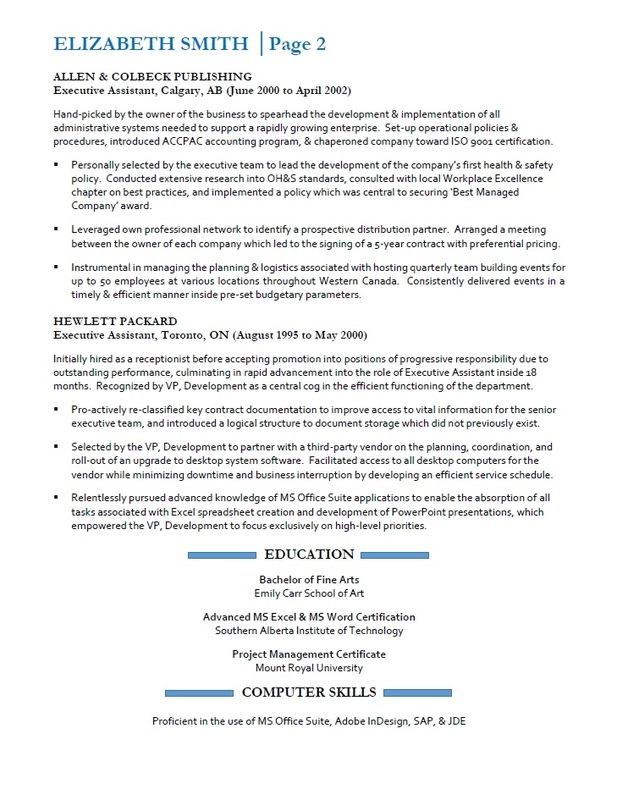 resume services for admin Calgary